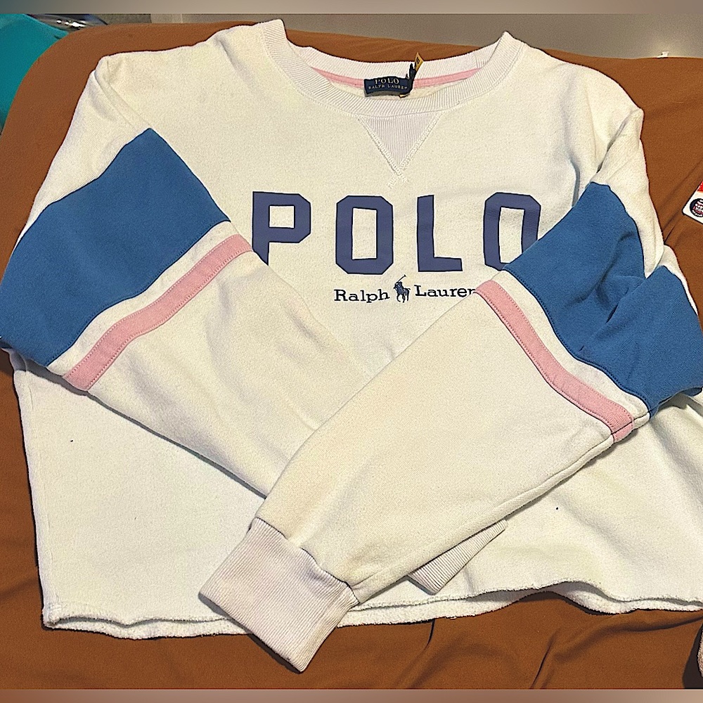 Polo crew neck light pink and blue